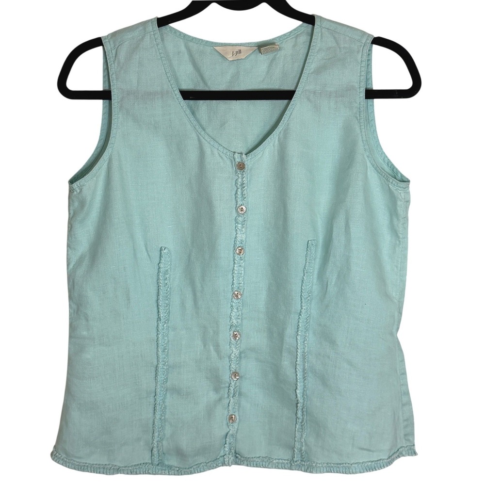 J. Jill 100% Linen Sleeveless Shell Top S Pastel Delicate Spring Feminine